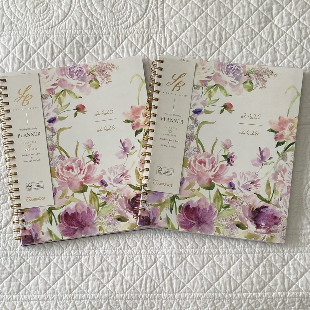 Leah Bish 2026 Academic Planners Weekly Monthly Floral Set of 2 NEW